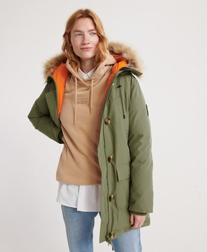 Superdry Rookie Down Parka Női Kabát Olivazöld/Khaki | ENJVY0532